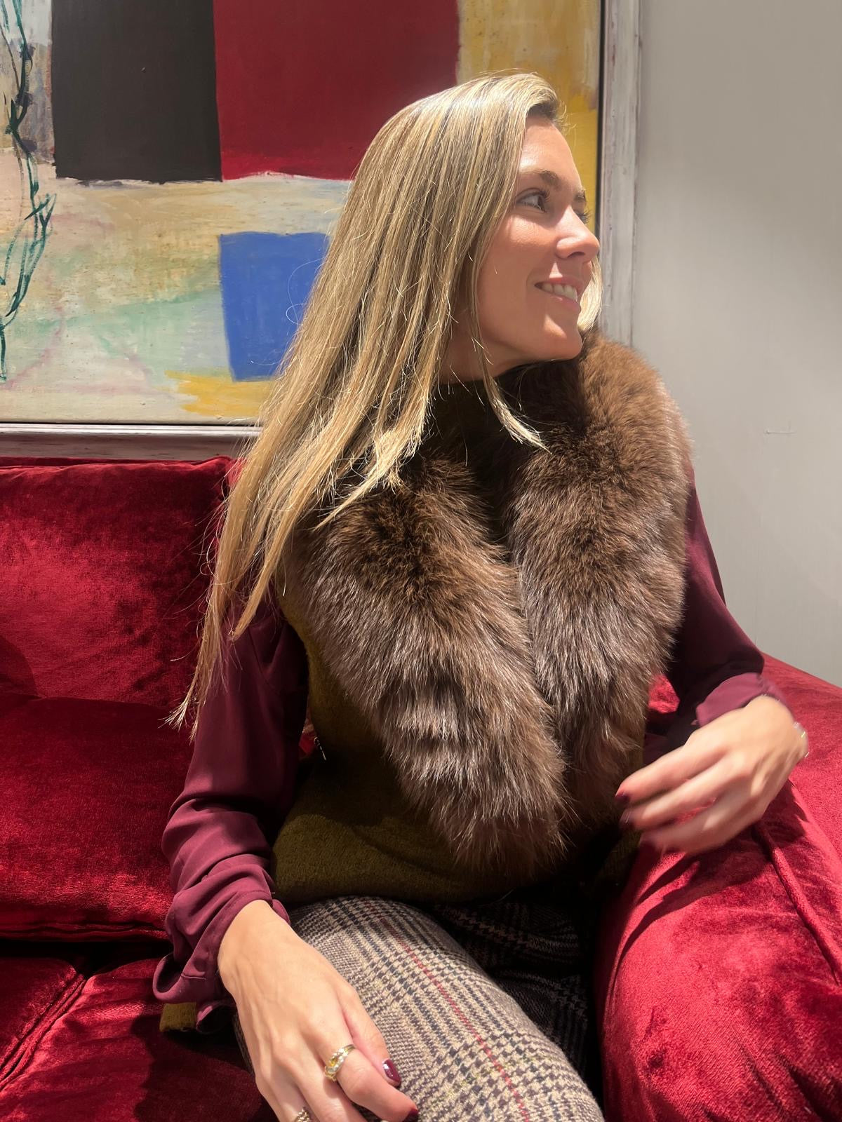 Cuello de zorro color chocolate