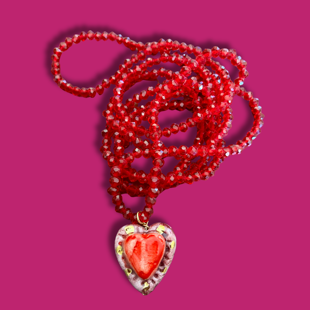 Collar cuore malva