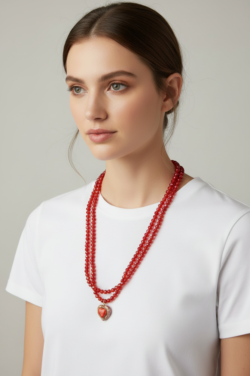 Collar cuore malva