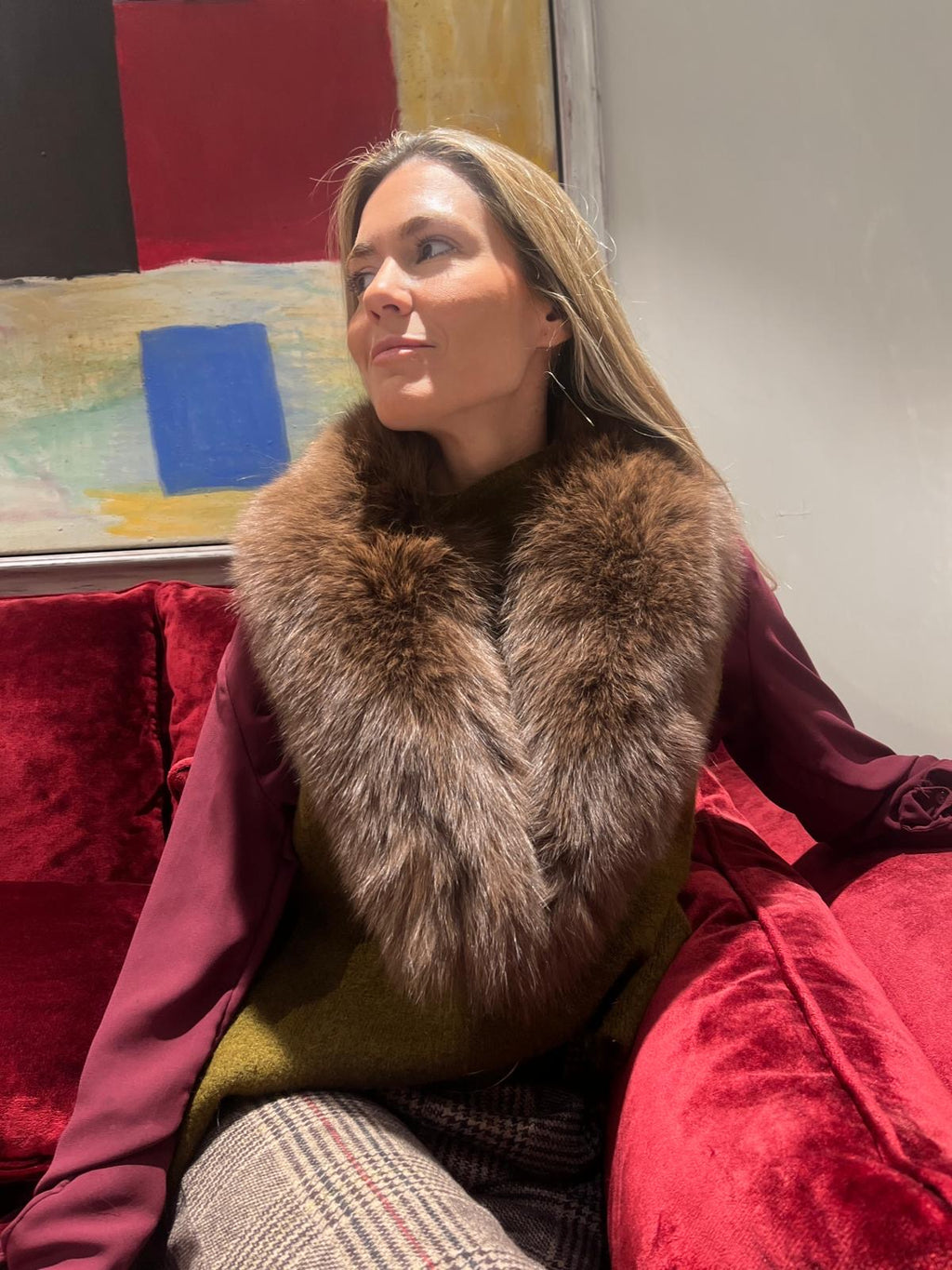 Cuello de zorro color chocolate