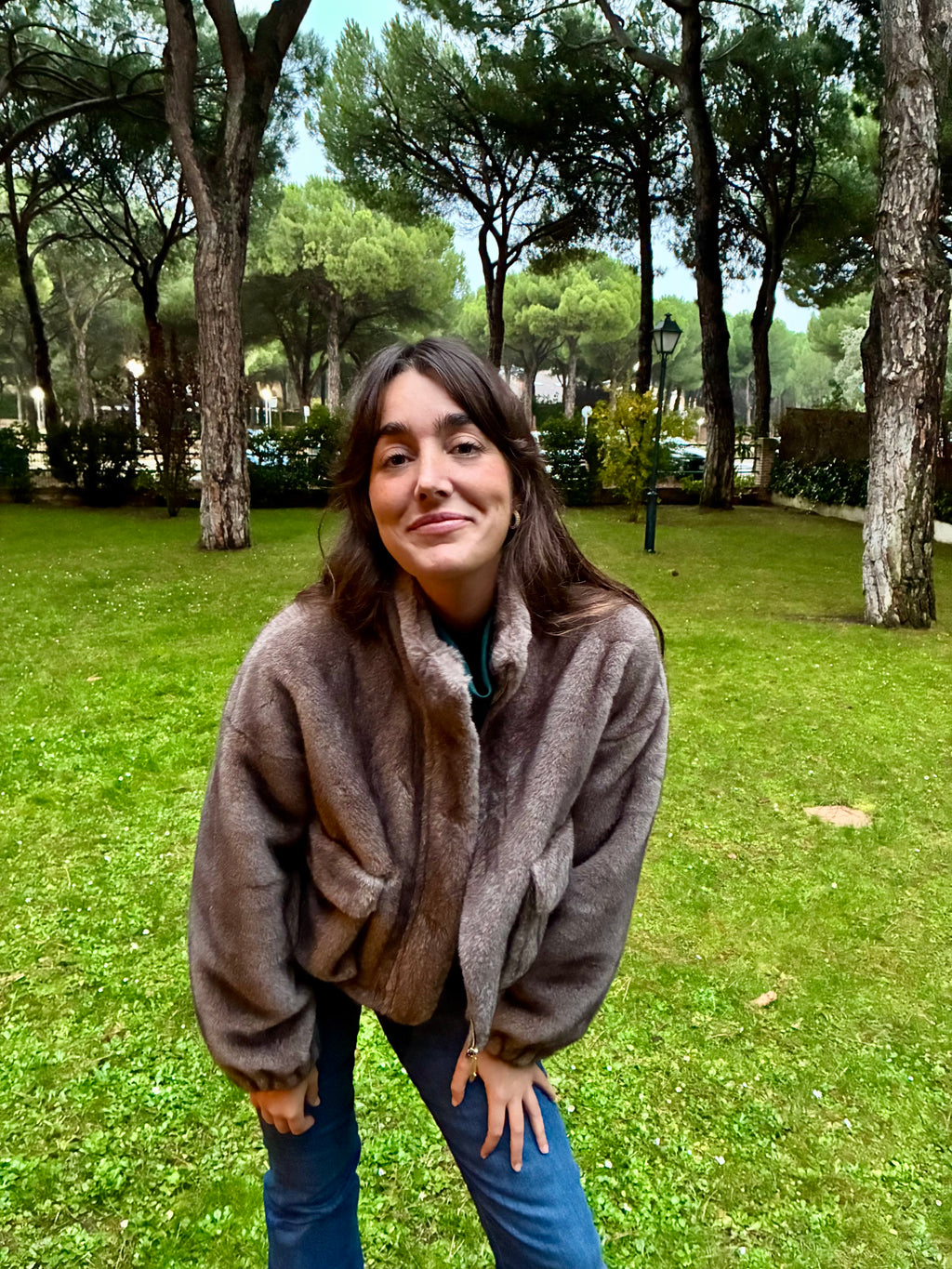 Chaqueta efecto visón gris