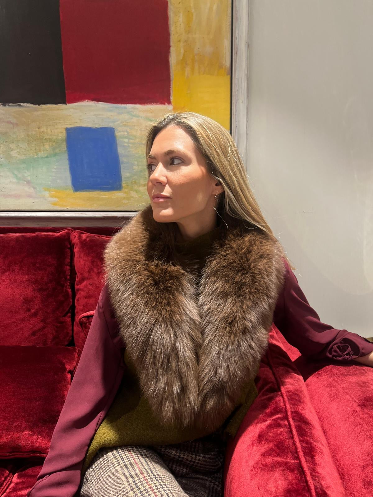 Cuello de zorro color chocolate