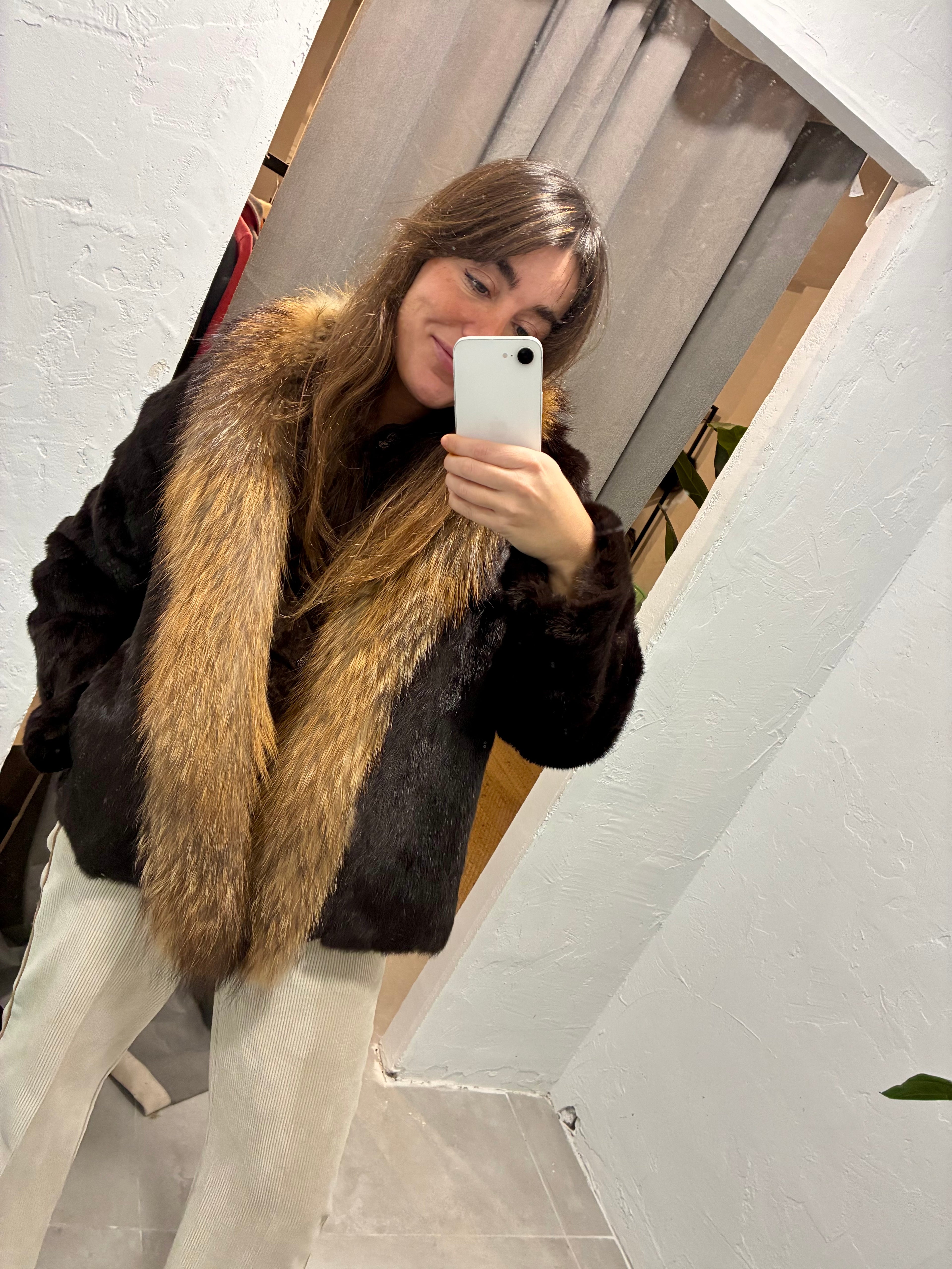 Chaquetón conejo y zorro marrón