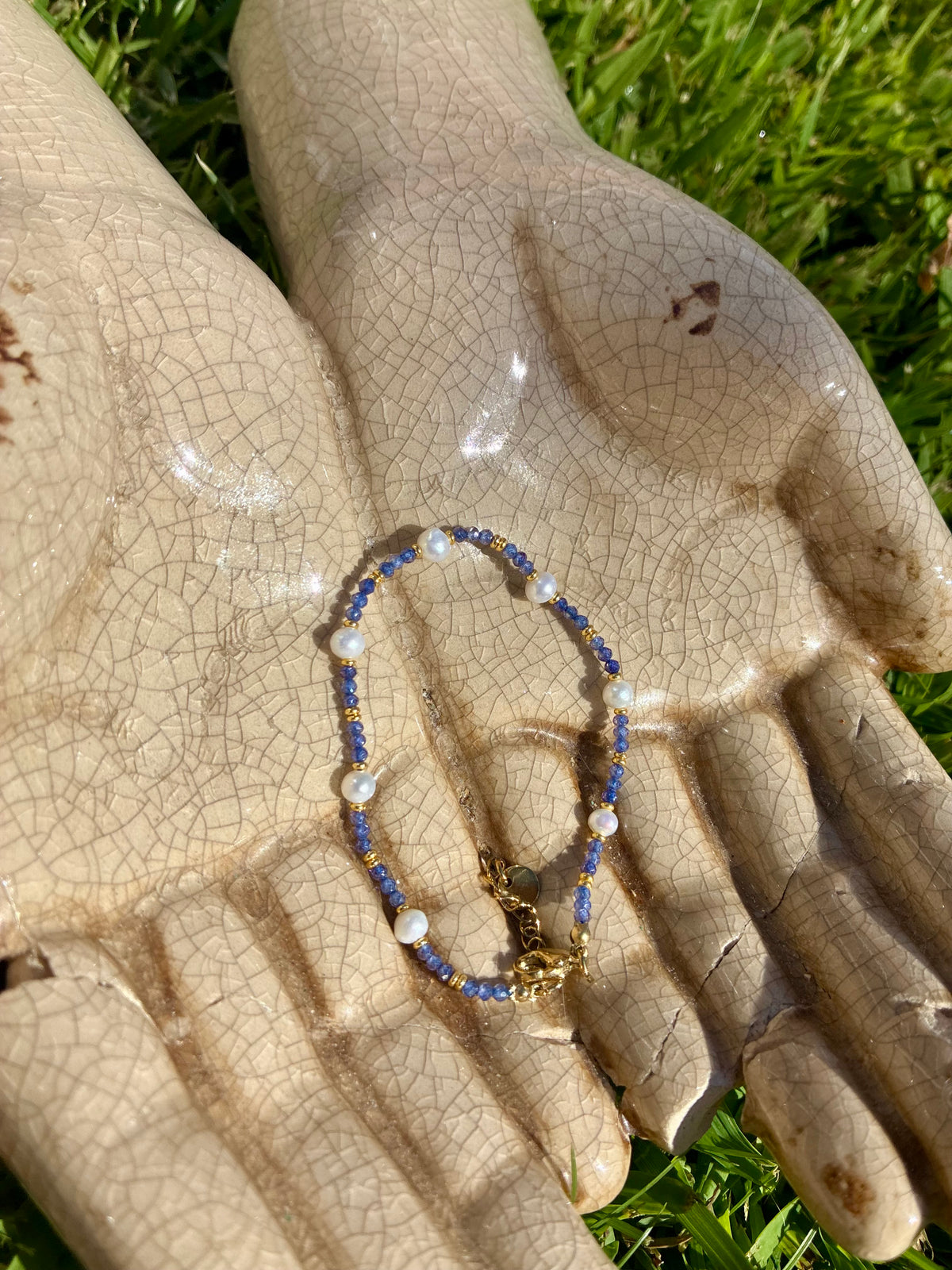 Pulsera ematitas y perlas naturales