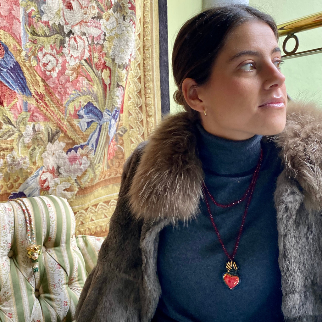 Collar cerámica corazón rojo