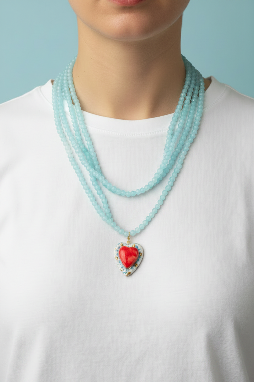 Collar cuore blu