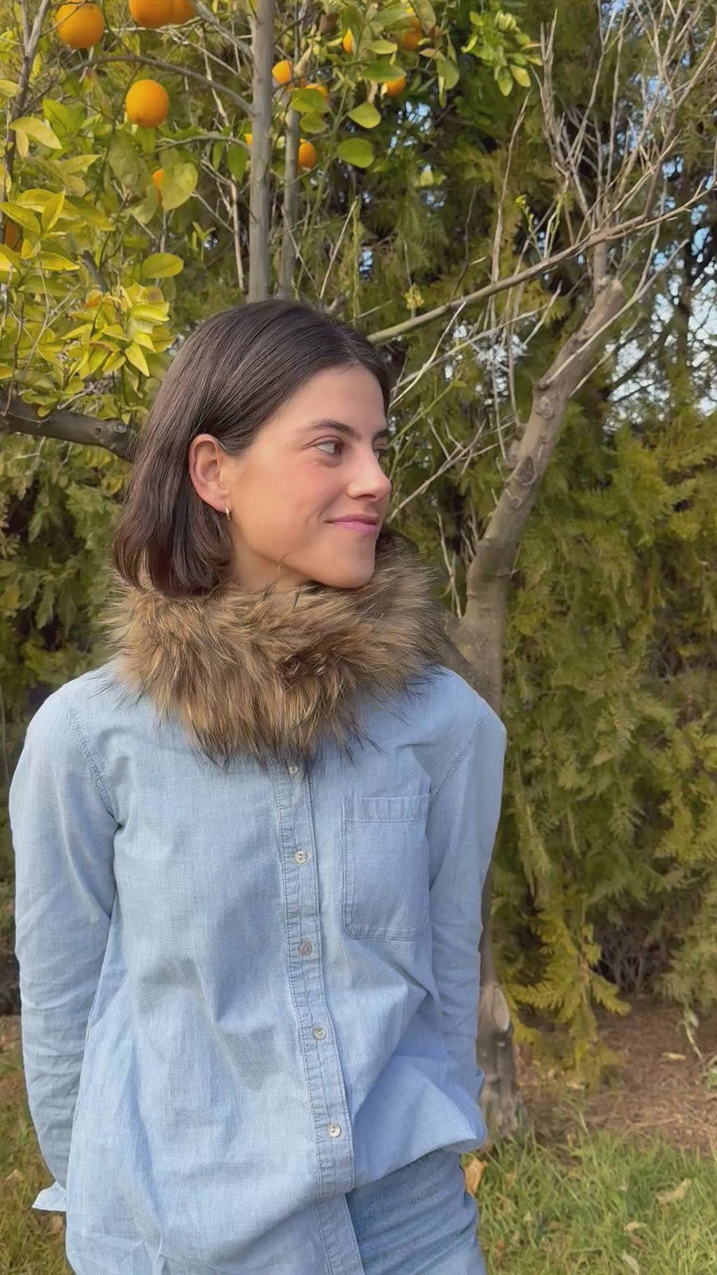 Cuello elástico zorro natural